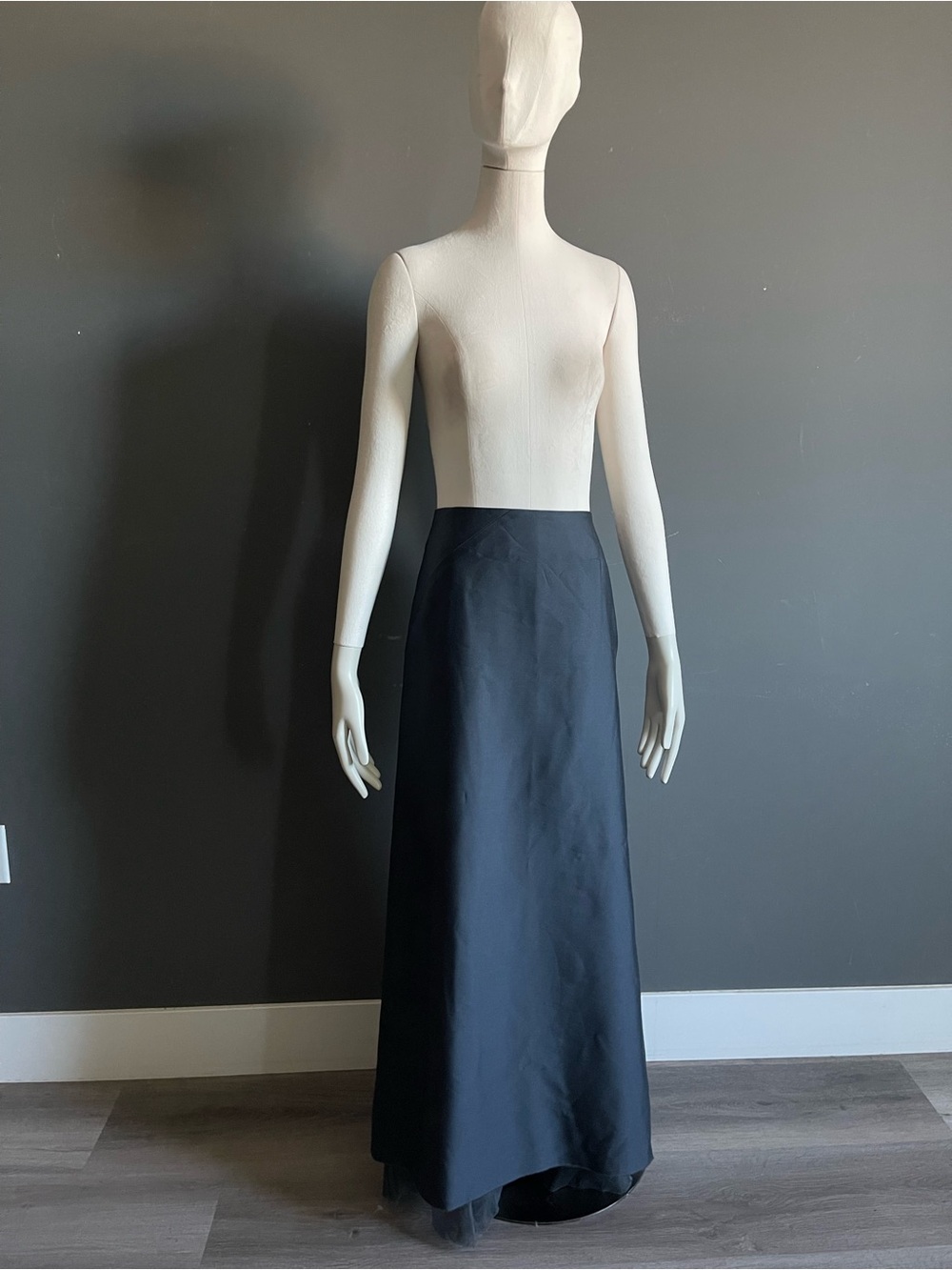 BCBG Max Azria Collection Black Asymmetric Sheer Organza Maxi Skirt Vintage Y2K